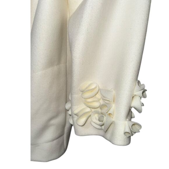 Ali Miles Swing Coat Women Plus Size 1X White Wool A-Line Ruffles Pockets Artsy - Picture 8 of 11